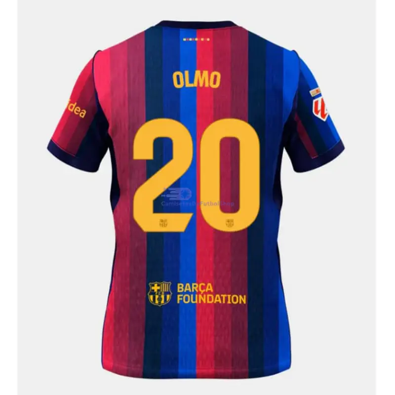 Camiseta OLMO 20 Barcelona 2026/2027 1ª Equipación Rojo/Azul con Parche La Liga
