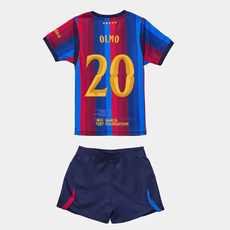 Camiseta OLMO 20 Barcelona 2026/2027 1ª Equipación Rojo/Azul Niño Kit UCL