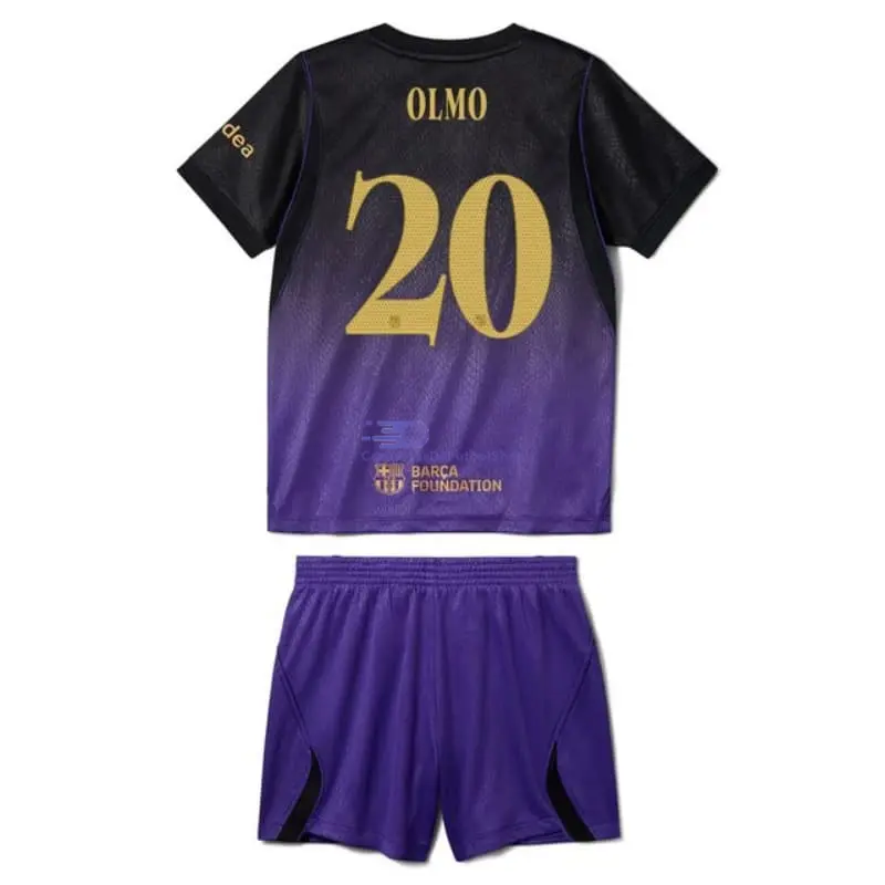 Camiseta OLMO 20 Barcelona 2026/2027 2ª Equipación Negro/Morado Niño Kit UCL