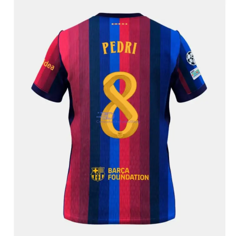 Camiseta PEDRI 8 Barcelona 2026/2027 1ª Equipación Rojo/Azul con Parche UCL