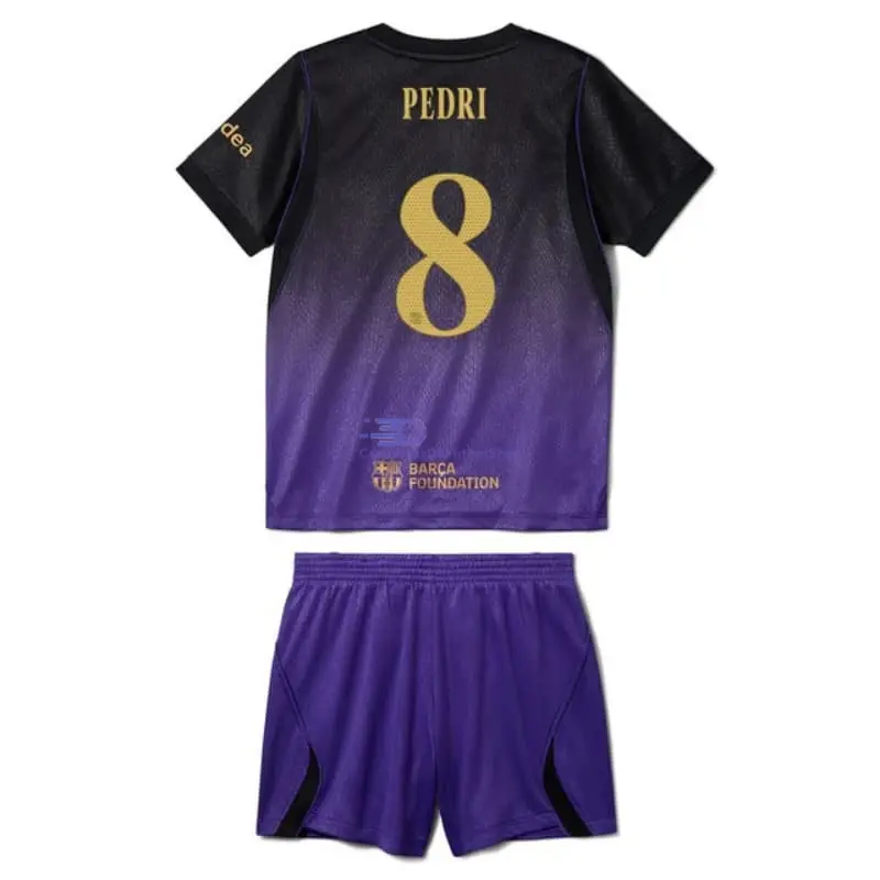 Camiseta PEDRI 8 Barcelona 2026/2027 2ª Equipación Negro/Morado Niño Kit UCL