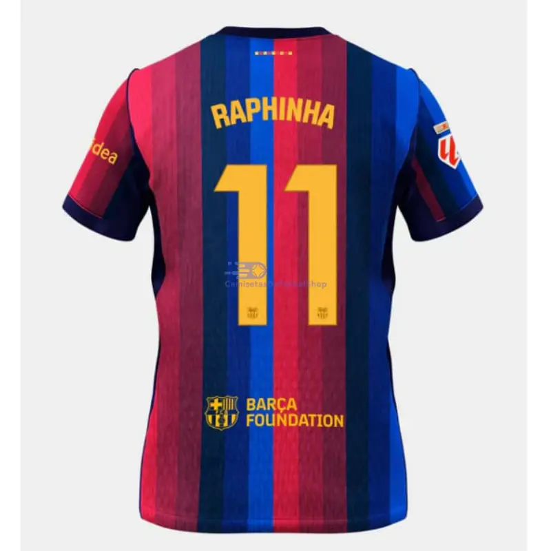 Camiseta RAPHINHA 11 Barcelona 2026/2027 1ª Equipación Rojo/Azul con Parche La Liga