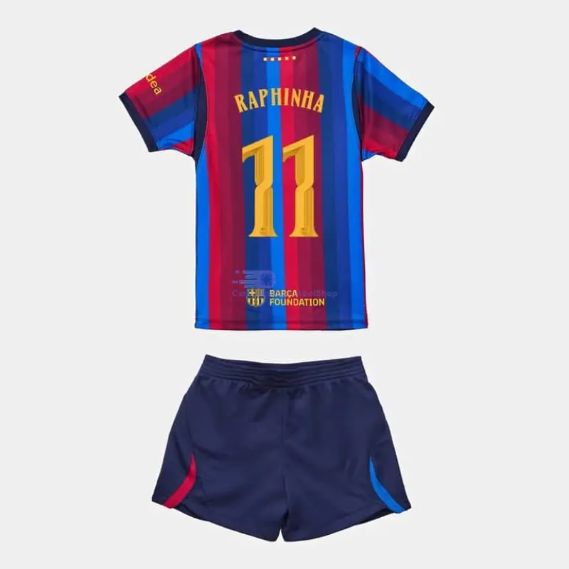 Camiseta RAPHINHA 11 Barcelona 2026/2027 1ª Equipación Rojo/Azul Niño Kit UCL