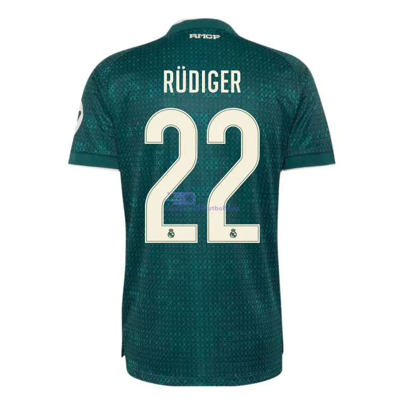 Camiseta RUDIGER 22 Real Madrid 2026/2027 2ª Equipación Verde Oscuro con Parche HP