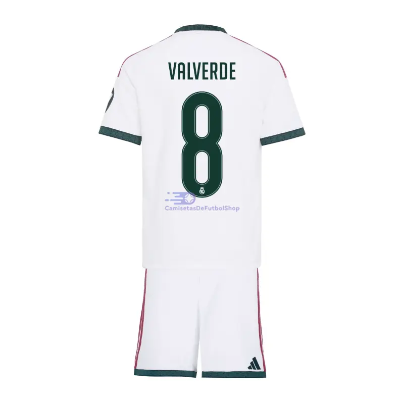 Camiseta VVALVERDE 8 Real Madrid 2026/2027 1ª Equipación Blanco Niño Kit con Parche HP