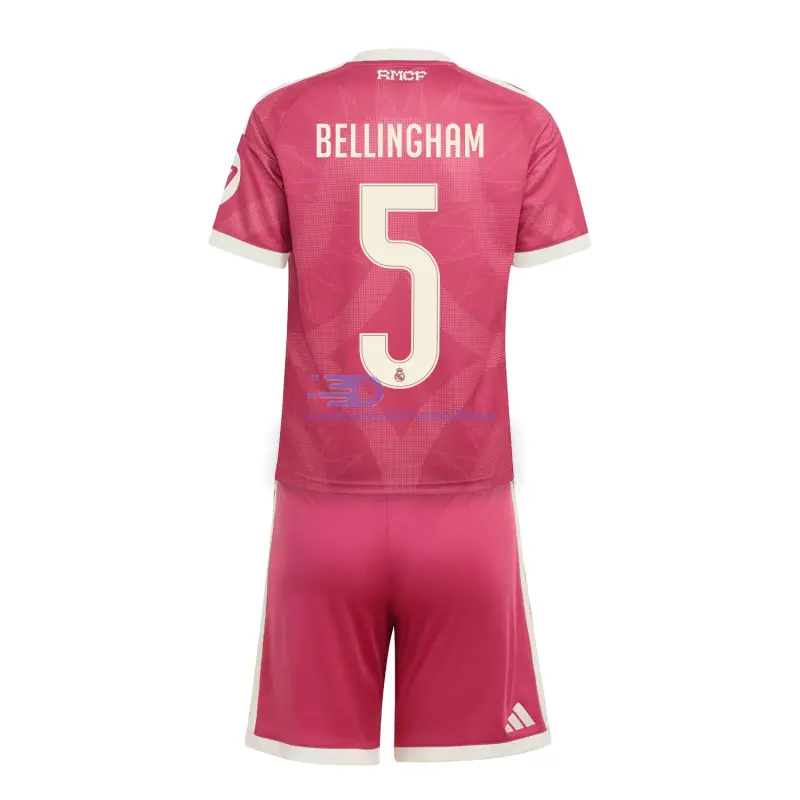 Camiseta BELLINGHAM 5 Real Madrid 2026/2027 3ª Equipación Rosa Niño Kit con Parche HP