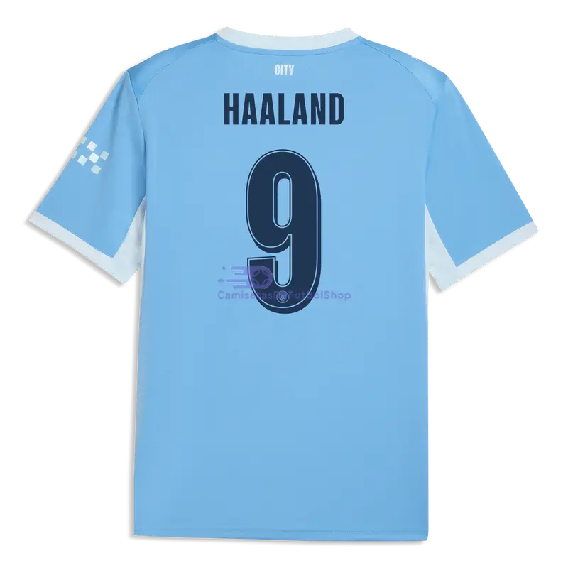 Camiseta HAALAND 9 Manchester City 2026/2027 1ª Equipación Azul/Blanco UCL