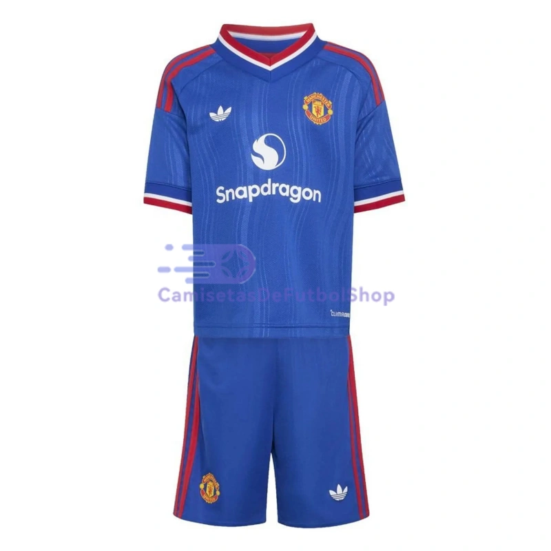 Camiseta Manchester United 2026/2027 2ª Equipación Azul Niño Kit