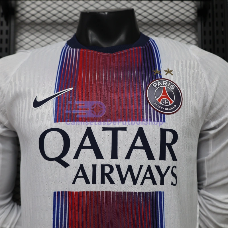 Camiseta PSG 2026/2027 2ª Equipación ML Blanco con Dos Estrellas (EDICIÓN JUGADOR)