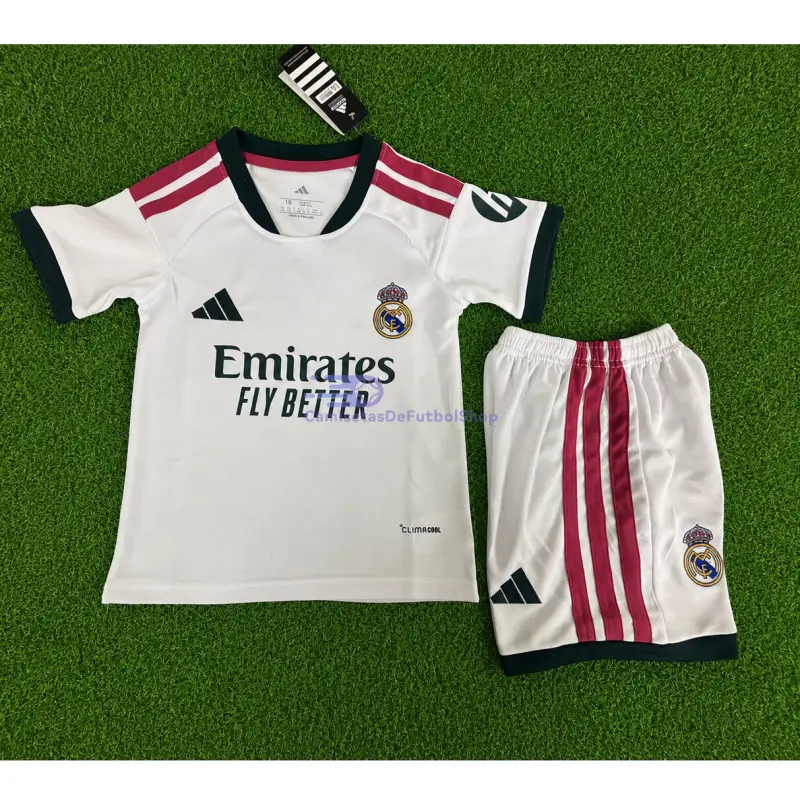 Camiseta Real Madrid 2026/2027 1ª Equipación Blanco Niño Kit con Parche HP