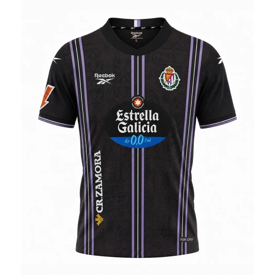 Camiseta Real Valladolid 2026/2027 2ª Equipación Negro con Parche La Liga