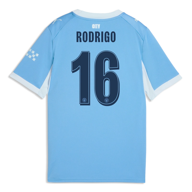 Camiseta RODRIGO 16 Manchester City 2026/2027 1ª Equipación Azul/Blanco UCL