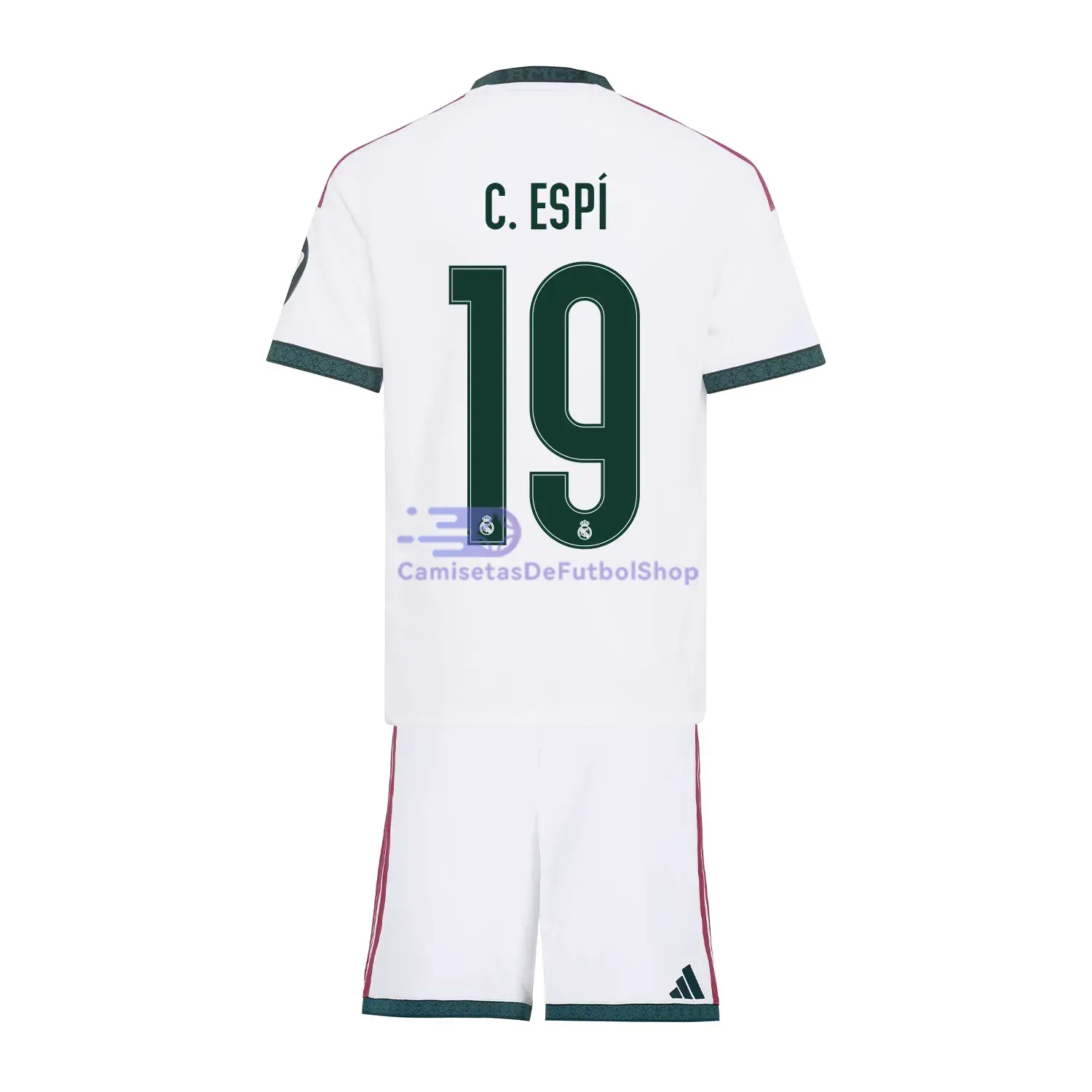 Camiseta C. ESPÍ 19 Real Madrid 2026/2027 1ª Equipación Blanco Niño Kit con Parche HP