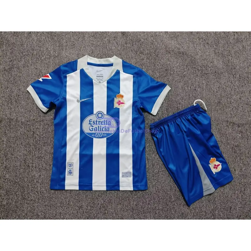 Camiseta Deportivo de La Coruña 2026/2027 1ª Equipación Azul/Blanco Niño Kit con Parche La Liga