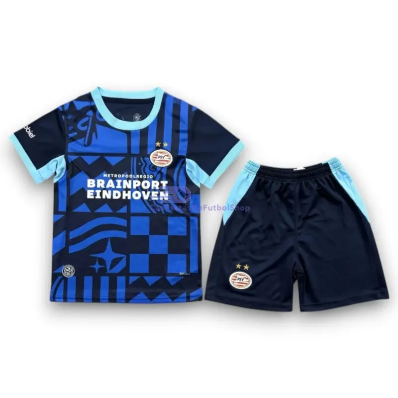 Camiseta PSV Eindhoven 2026/2027 4ª Equipación Azul Niño Kit