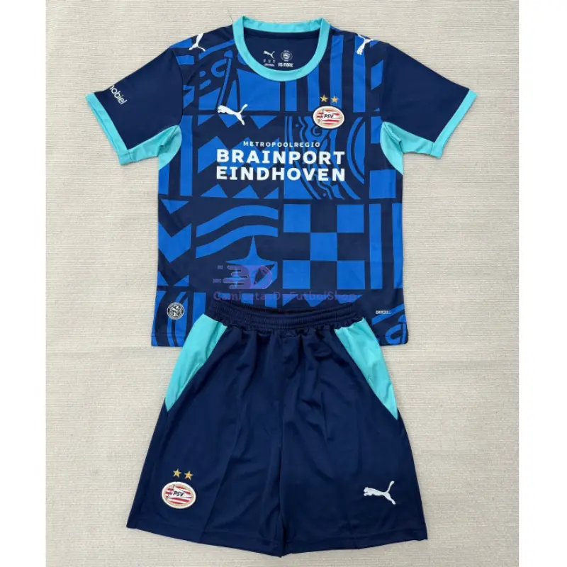 Camiseta PSV Eindhoven 2026/2027 4ª Equipación Azul Niño Kit