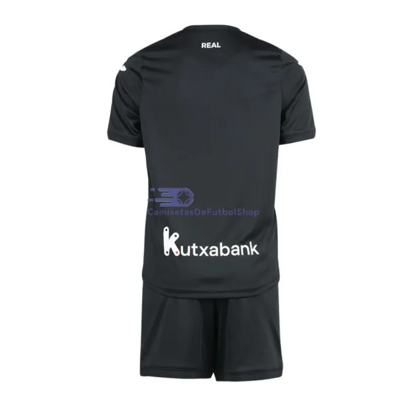 Camiseta Real Sociedad 2026/2027 2ª Equipación Negro Niño Kit con Parche La Liga