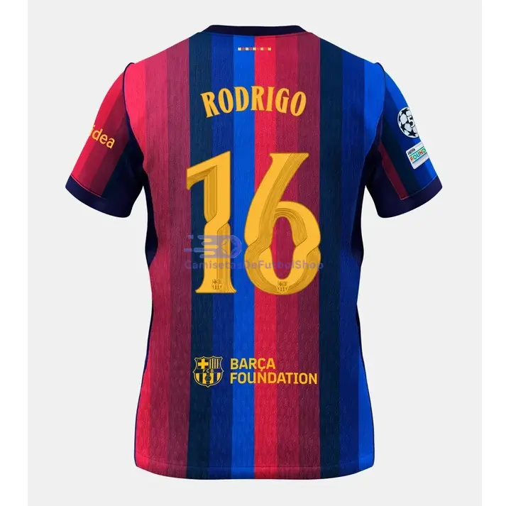 Camiseta RODRIGO 16 Barcelona 2026/2027 1ª Equipación Rojo/Azul UCL