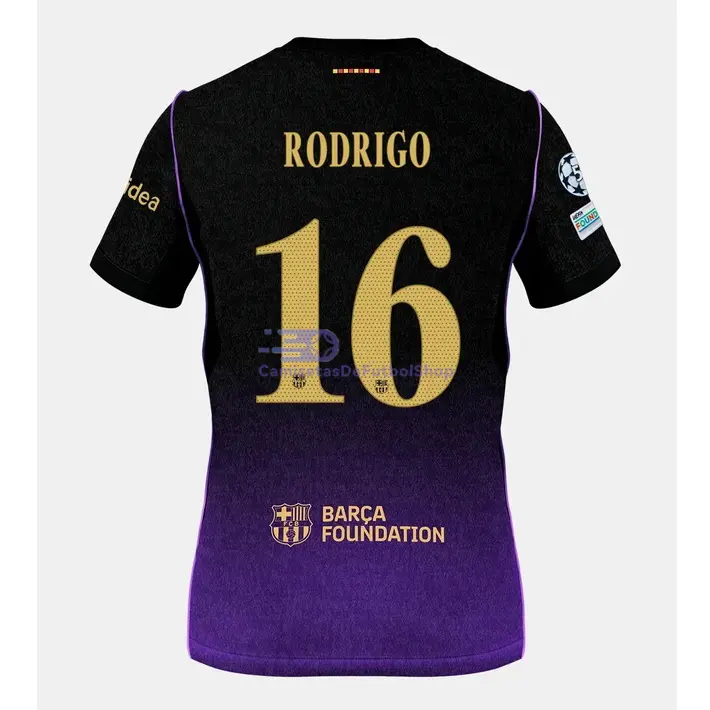 Camiseta RODRIGO 16 Barcelona 2026/2027 2ª Equipación Negro/Morado UCL
