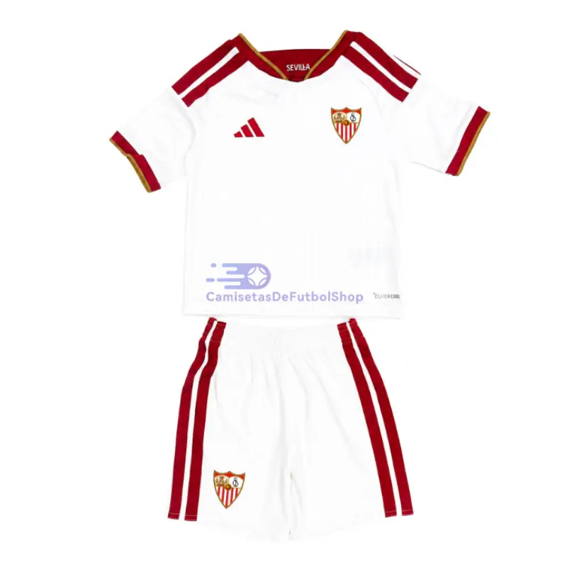 Camiseta Sevilla FC 2026/2027 1ª Equipación Blanco Niño Kit con Parche La Liga