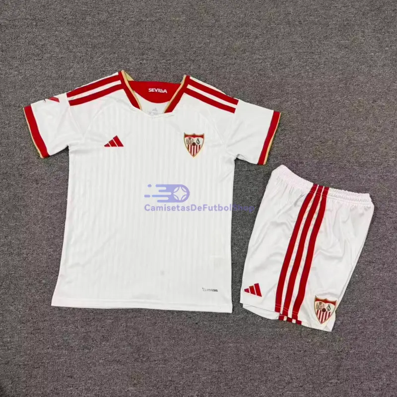 Camiseta Sevilla FC 2026/2027 1ª Equipación Blanco Niño Kit con Parche La Liga