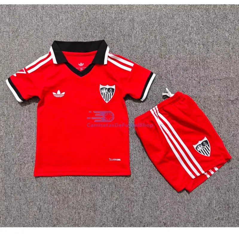 Camiseta Sevilla FC 2026/2027 2ª Equipación Rojo Niño Kit con Parche La Liga