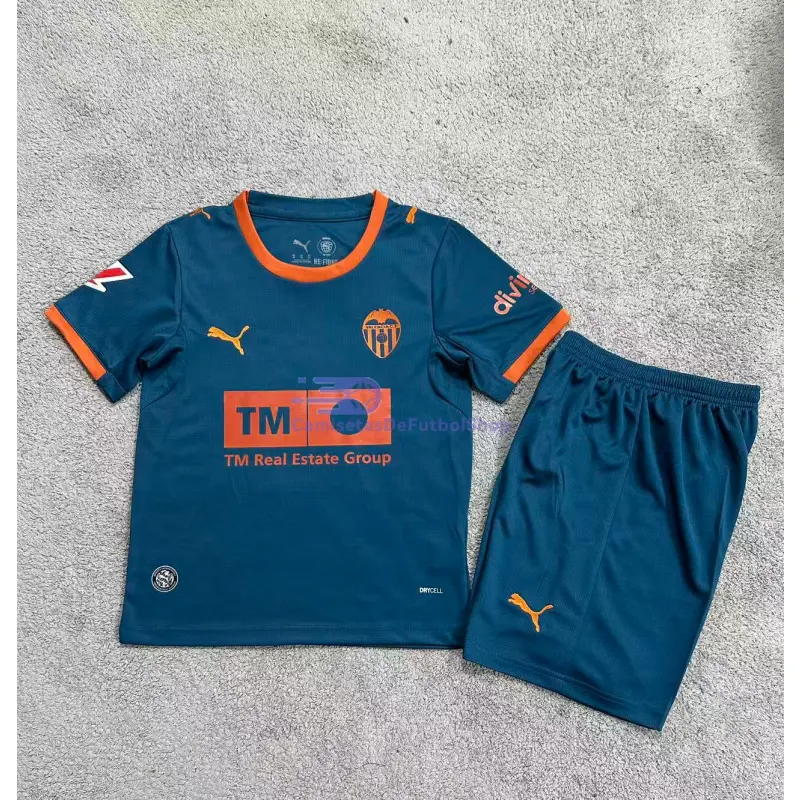 Camiseta Valencia 2026/2027 2ª Equipación Azul Niño Kit con Parche La Liga
