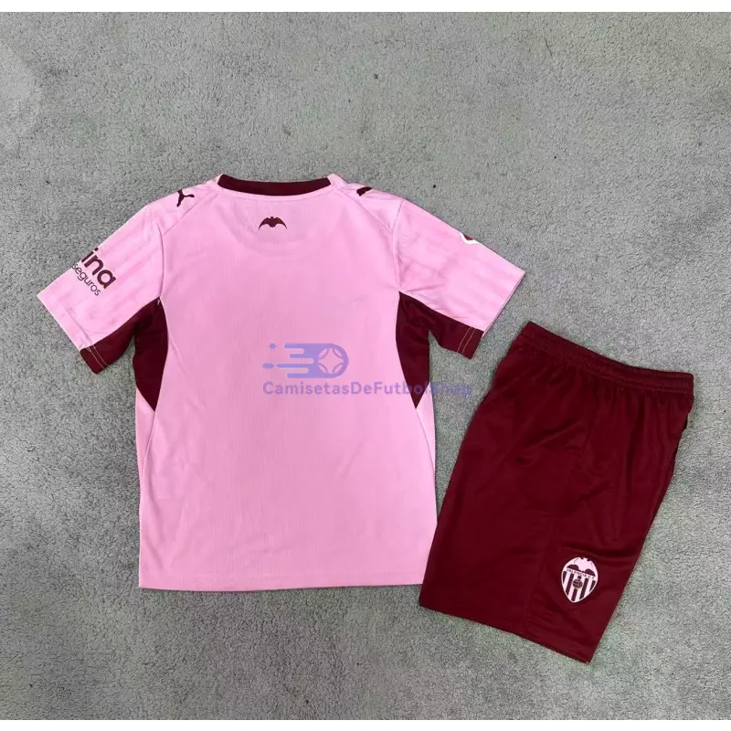 Camiseta Valencia 2026/2027 3ª Equipación Rosa Niño Kit con Parche La Liga