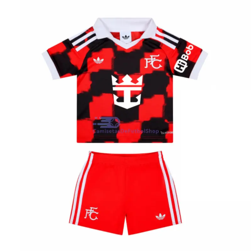Camiseta Fulham F.C 2026/2027 2ª Equipación Rojo/Negro Niño Kit