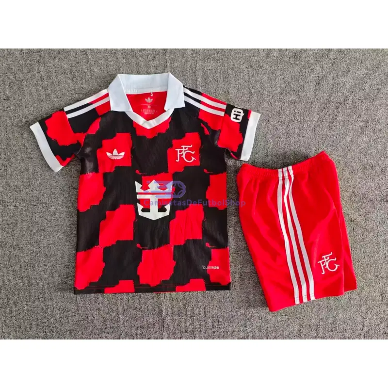 Camiseta Fulham F.C 2026/2027 2ª Equipación Rojo/Negro Niño Kit