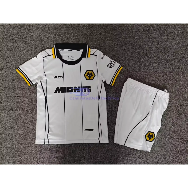Camiseta Wolverhampton Wanderers 2026/2027 2ª Equipación Blanco Niño Kit