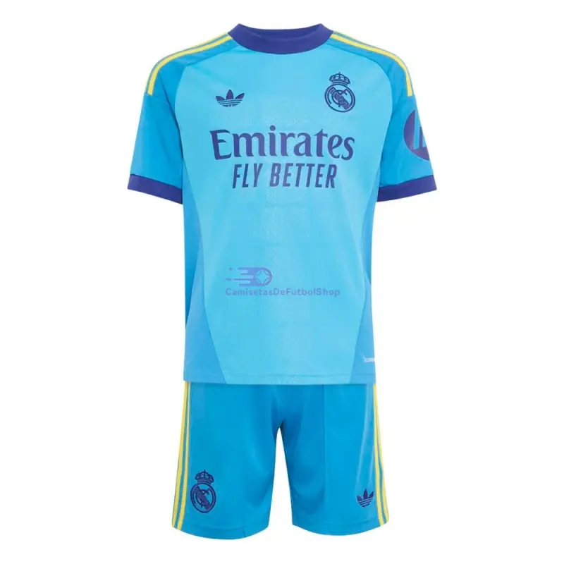 Camiseta de Portero Real Madrid 2026/2027 1ª Equipación Azul Niño Kit con Parche HP
