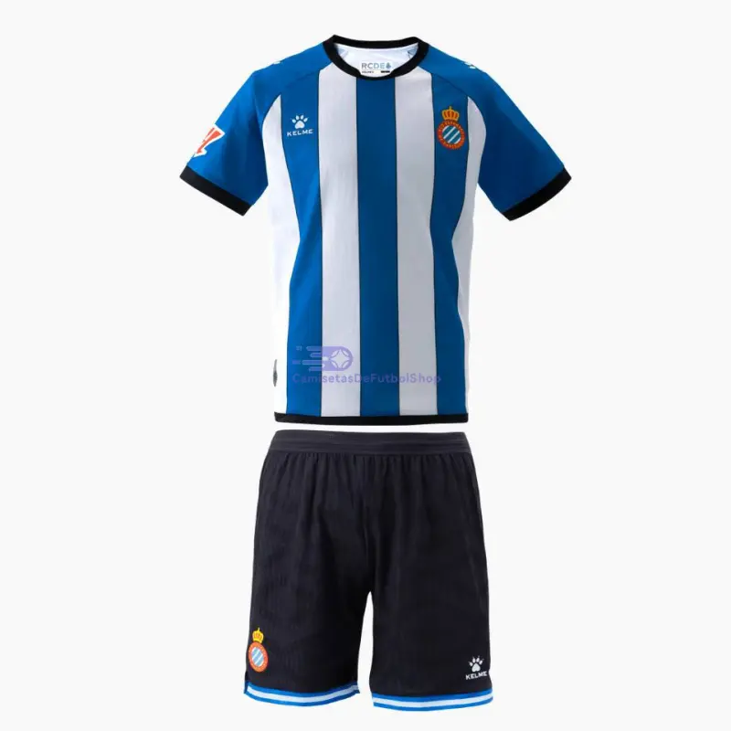 Camiseta Espanyol 2026/2027 1ª Equipación Azul/Blanco Niño Kit con Parche La Liga