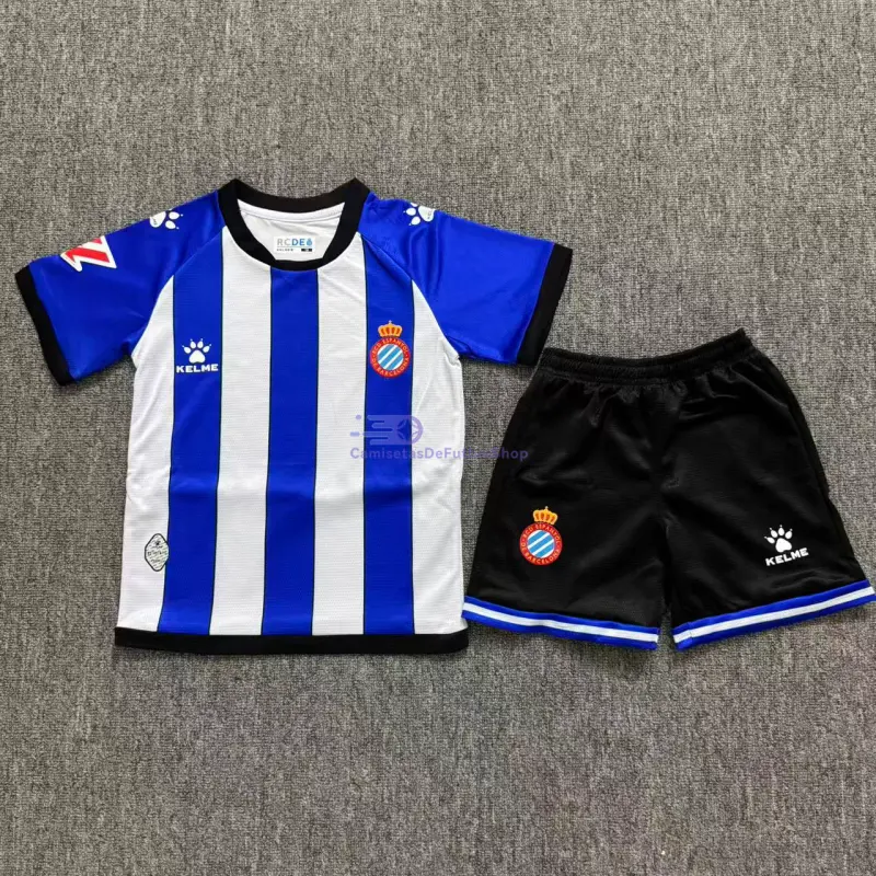 Camiseta Espanyol 2026/2027 1ª Equipación Azul/Blanco Niño Kit con Parche La Liga