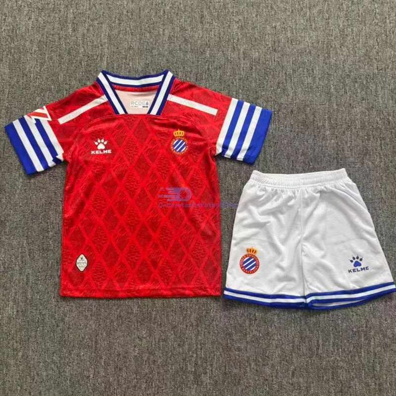 Camiseta Espanyol 2026/2027 2ª Equipación Rojo Niño Kit con Parche La Liga