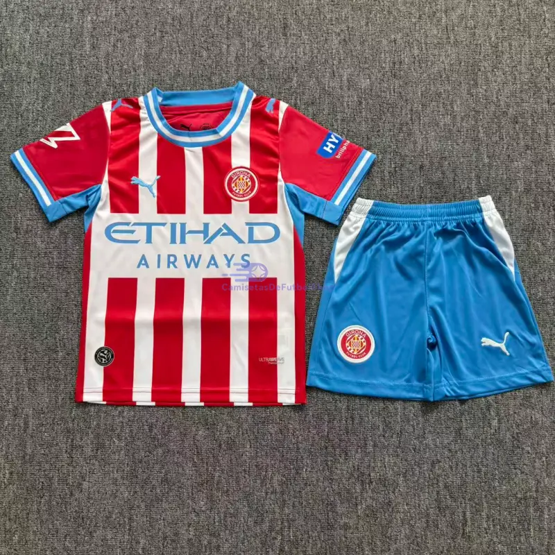 Camiseta Girona 2026/2027 1ª Equipación Rojo/Blanco Niño Kit con Parche La Liga