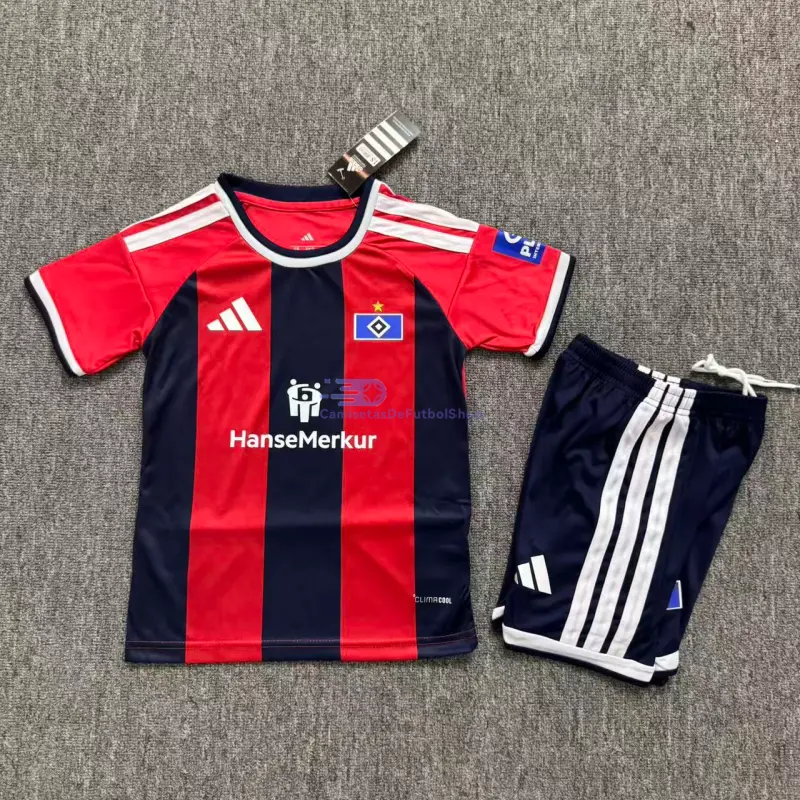 Camiseta Hamburger SV 2026/2027 3ª Equipación Rojo/Azul Marino Niño Kit