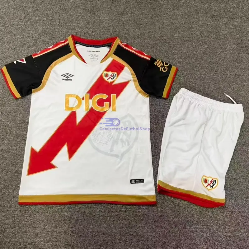 Camiseta Rayo Vallecano 2026/2027 1ª Equipación Blanco Niño Kit con Parche La Liga