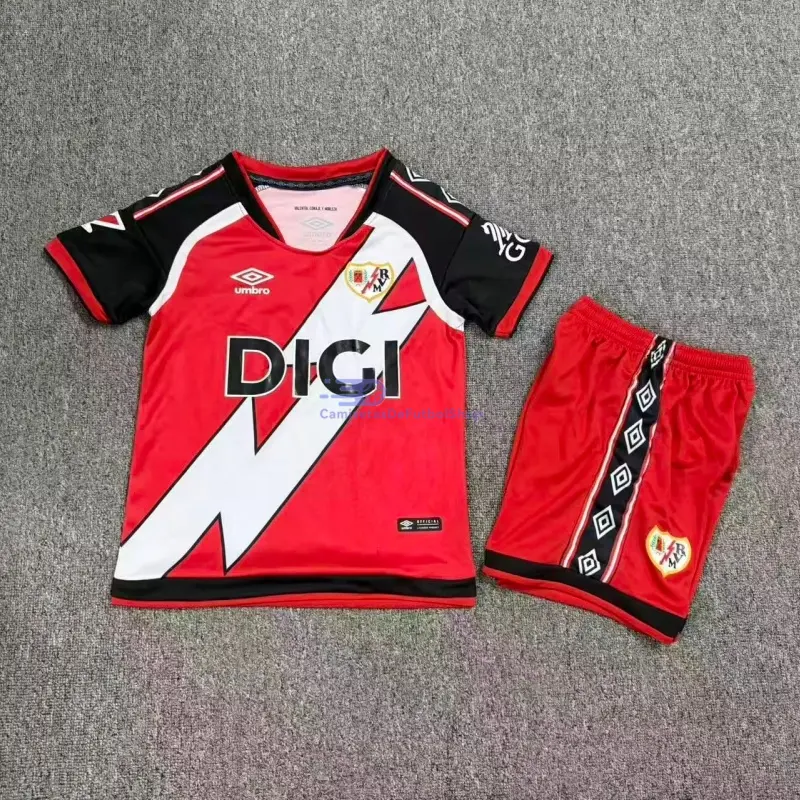 Camiseta Rayo Vallecano 2026/2027 2ª Equipación Rojo Niño Kit con Parche La Liga