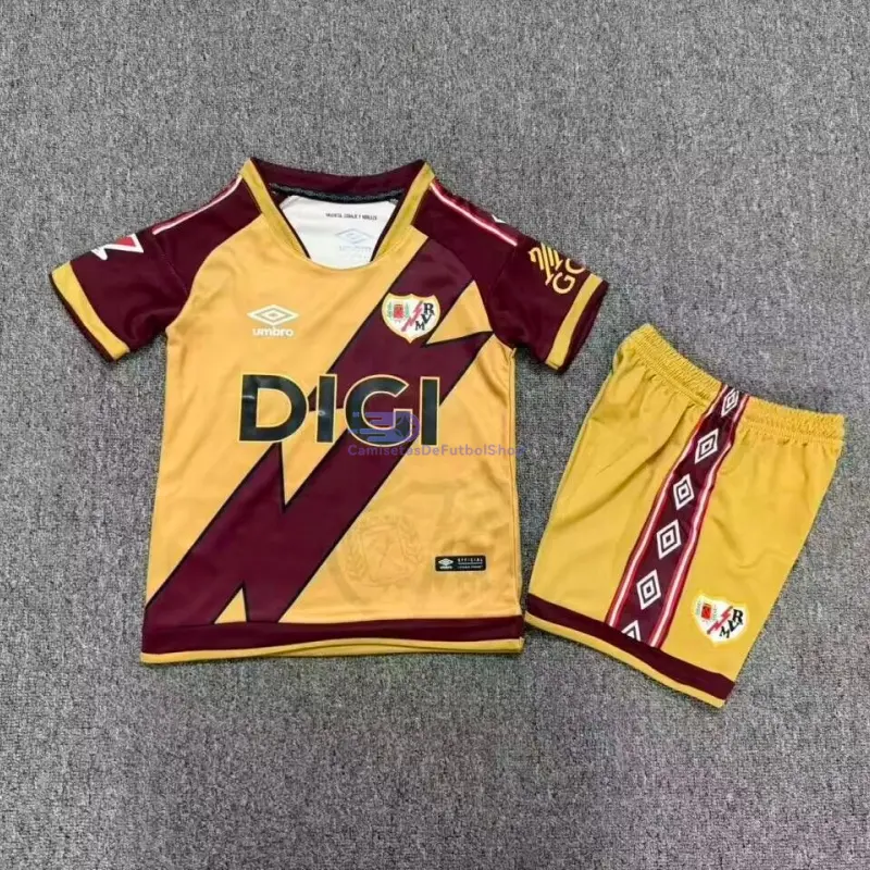 Camiseta Rayo Vallecano 2026/2027 3ª Equipación Oro Niño Kit con Parche La Liga