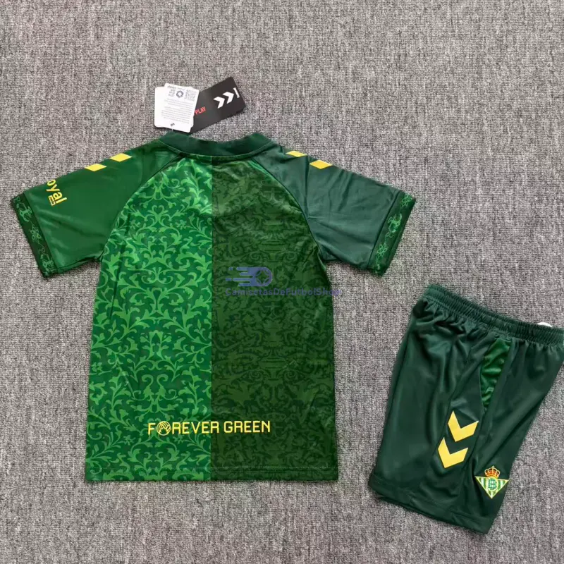 Camiseta Real Betis 2026/2027 2ª Equipación Verde Niño Kit con Publicidad de UCL