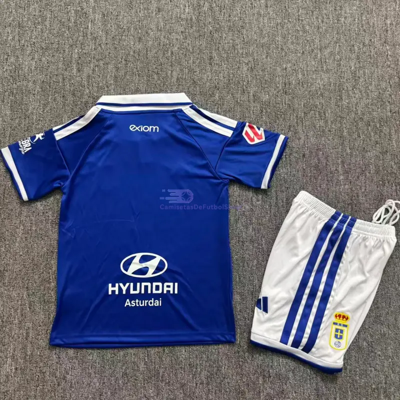 Camiseta Real Oviedo 2026/2027 1ª Equipación Azul Niño Kit con Parche La Liga