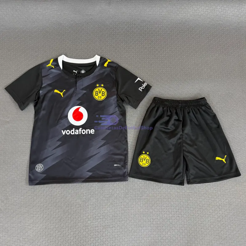 Camiseta Borussia Dortmund 2026/2027 2ª Equipación Negro Niño Kit