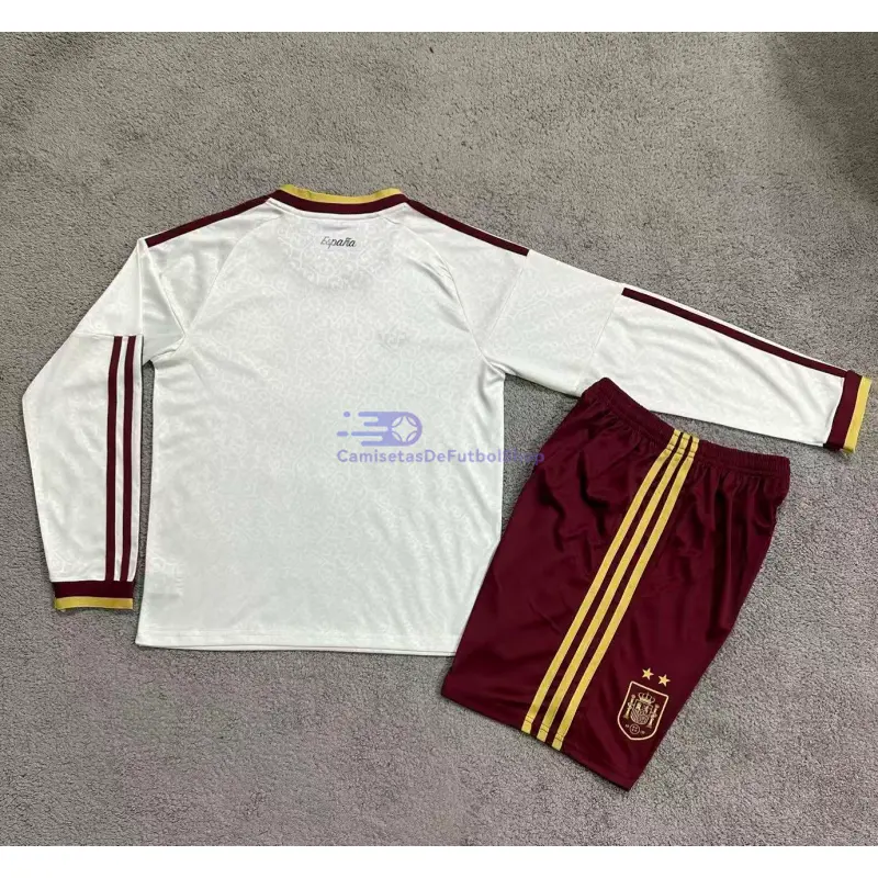 Camiseta España 2026 2ª Equipación Mundial ML Blanco Niño Kit 2 Estrellas