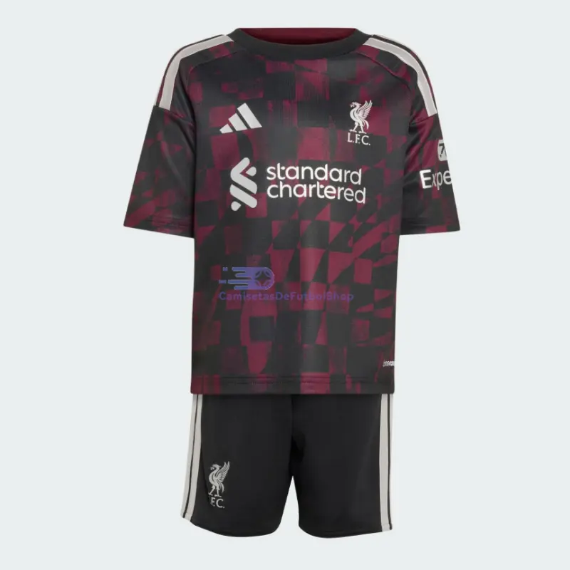 Camiseta Liverpool 2026/2027 3ª Equipación Negro/Rojo Oscuro Niño Kit