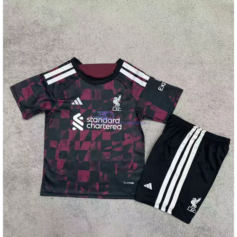 Camiseta Liverpool 2026/2027 3ª Equipación Negro/Rojo Oscuro Niño Kit