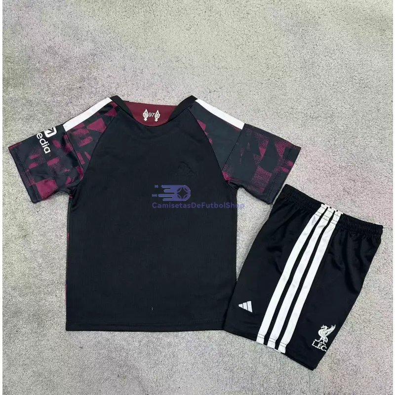 Camiseta Liverpool 2026/2027 3ª Equipación Negro/Rojo Oscuro Niño Kit