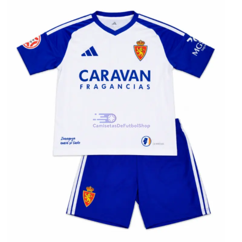 Camiseta Real Zaragoza 2026/2027 1ª Equipación Blanco/Azul Niño Kit