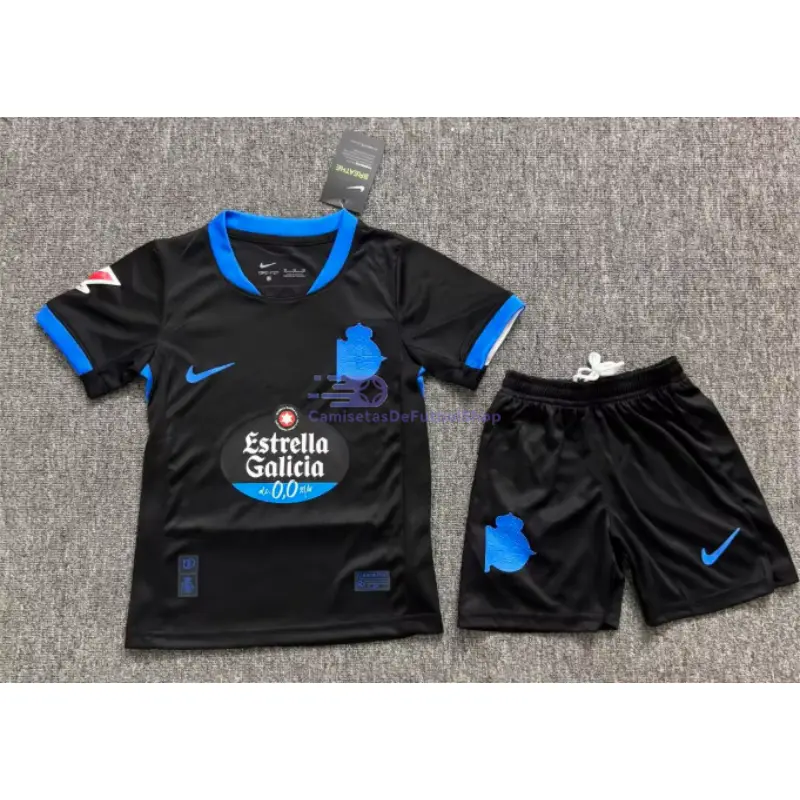 Camiseta Deportivo de La Coruña 2026/2027 2ª Equipación Azul/Blanco Niño Kit con Parche La Liga