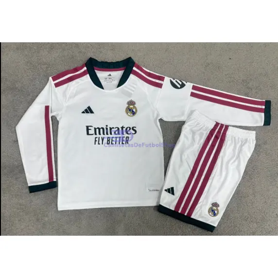 Camiseta Real Madrid 1ª Equipación 2026/2027 ML Blanco Niño Kit con Parche HP